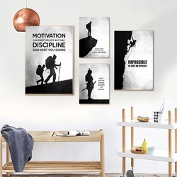 Peinture sur toile de motivation en noir et blanc, affiches inspirantes, impressions d'art mural de citation, manier le salon, sans cadre small picture n° 2