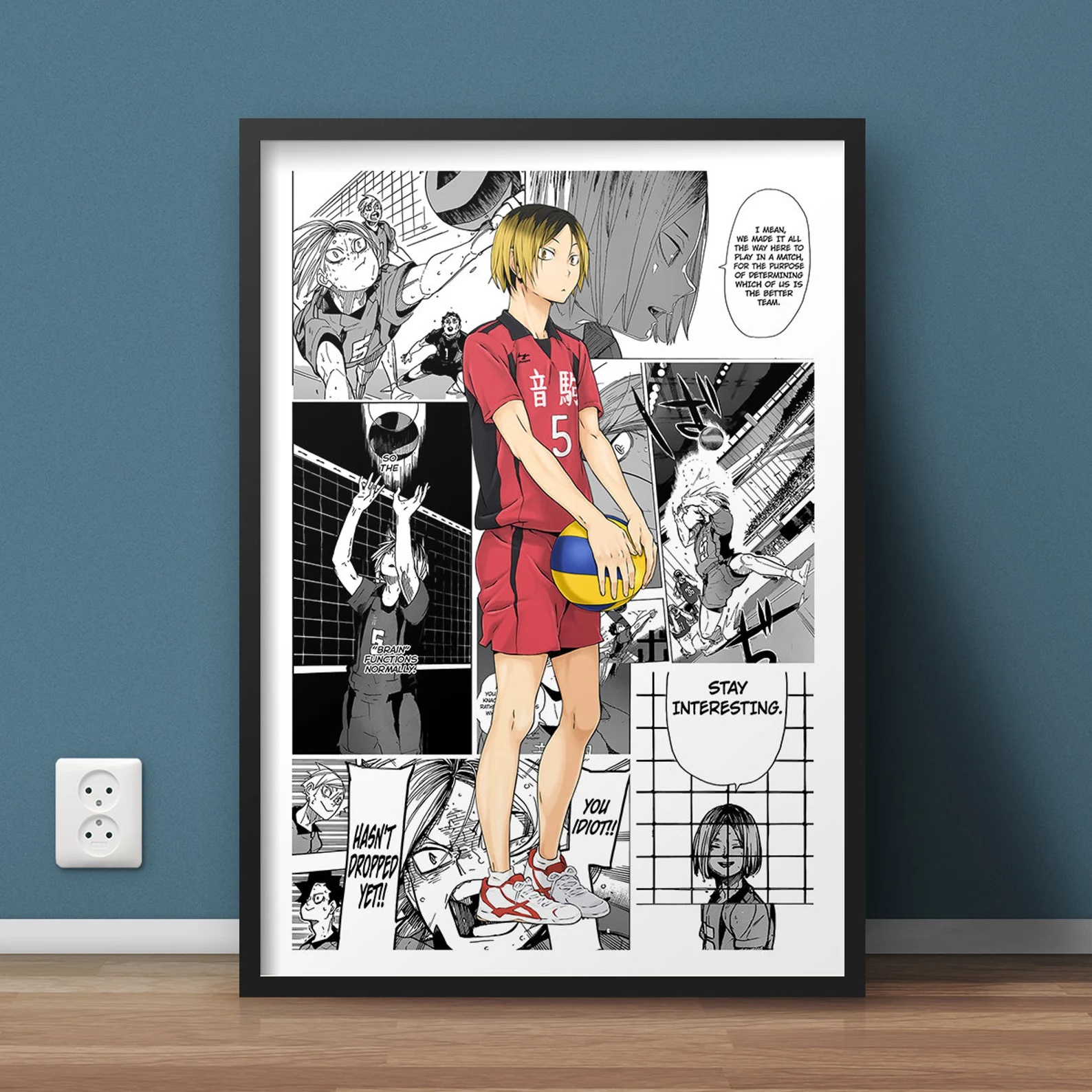 Haikyuu Pop Anime Figure Canvas Painting, Black and White Poster, Wall Art, Kids Kawaii Room Decor, Volleyball Posters Gift, Manga n° 3