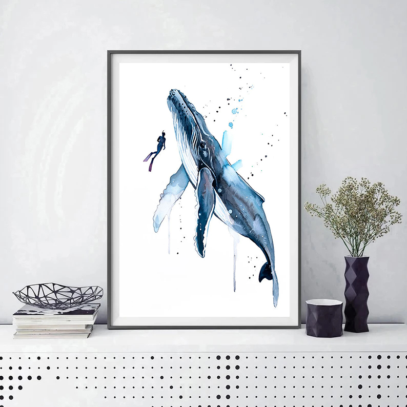 Affiches d'interconnexion nordique pour la décoration de la maison, peinture sur toile, affiches murales, poisson et vie marine, requin Koi, baleine, tortue, hippocampe, chambre à coucher n° 3