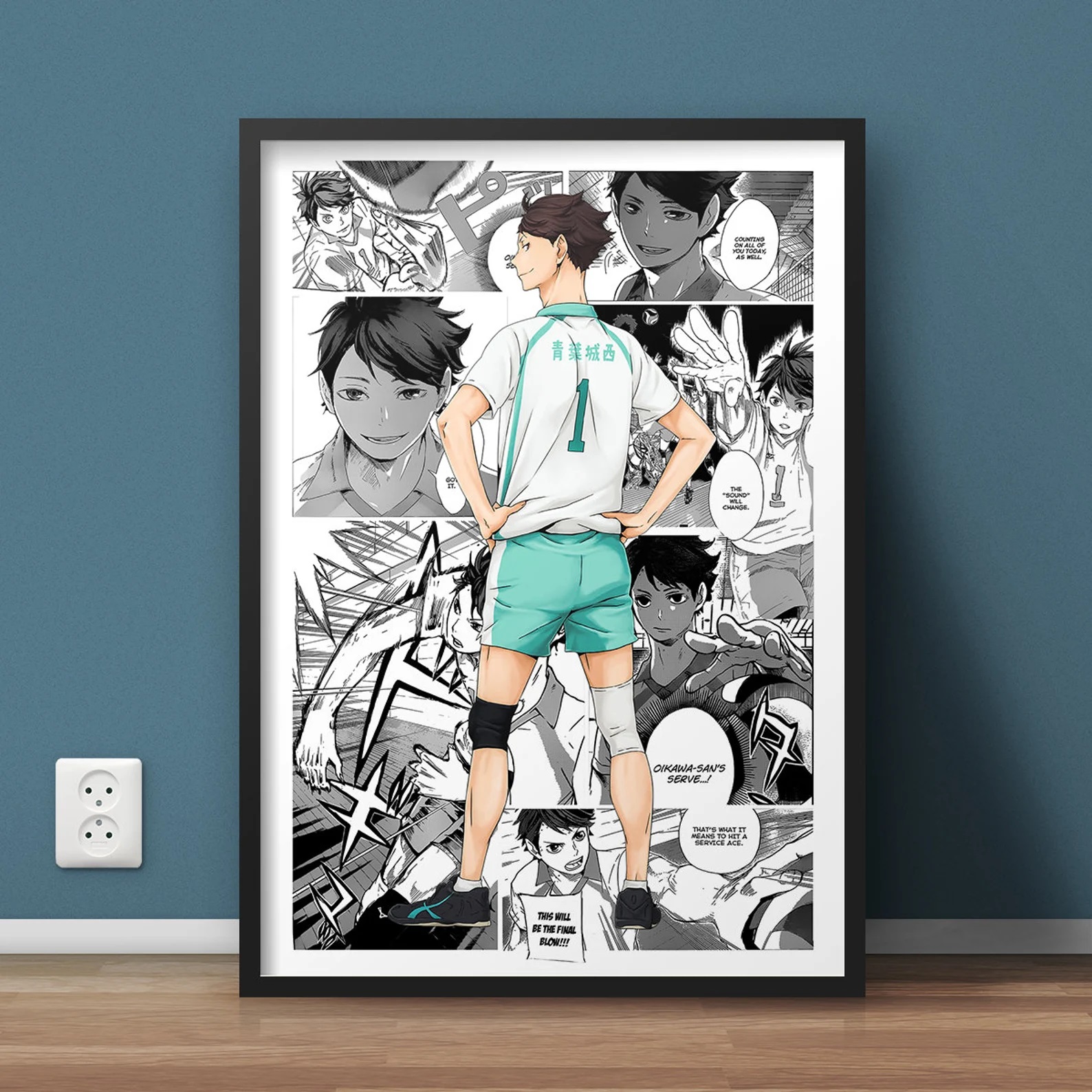 Haikyuu Pop Anime Figure Canvas Painting, Black and White Poster, Wall Art, Kids Kawaii Room Decor, Volleyball Posters Gift, Manga n° 5