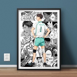 Haikyuu Pop Anime Figure Canvas Painting, Black and White Poster, Wall Art, Kids Kawaii Room Decor, Volleyball Posters Gift, Manga small picture n° 5