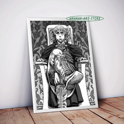 Affiche de toile de manga japonais en noir et blanc, saga de Vinland, impression d'art, décor de mur, décor de pièce d'anime small picture n° 4