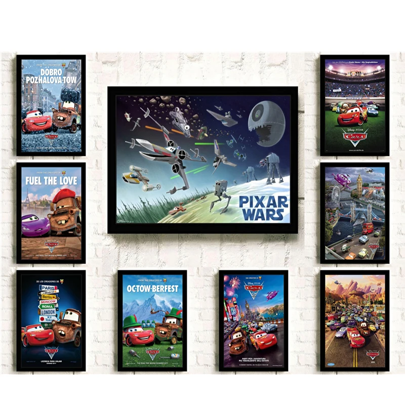 Peinture sur Toile Personnalisée de Course Pixar de Disney, Affiches et Imprimés d'Histoire de Voiture, Art Mural, Décoration de Salon et Chambre d'Enfant n° 3