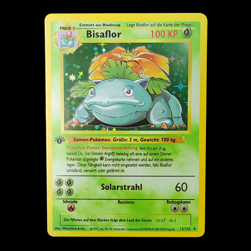 Pokémon German Flash Cards, Glurak, Turtok, Bisaflor, Jeu de cartes de collection, DIY, 1996 ans n° 4