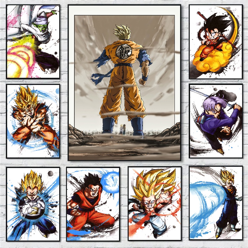 Affiches d'anime classiques sur le mur, Dragon Ball, figurines d'anime périphériques Goku, image d'art, peinture sur toile, photos pour salon n° 1