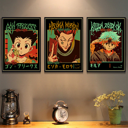 Affiches rétro d'anime de manga de Hunter X Hunter, papier kraft de Hisoka, impressions vintage, décor à la maison et à la chambre, art esthétique, peinture murale small picture n° 3