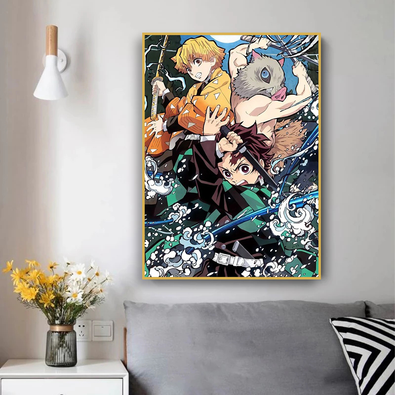 Peinture sur toile classique Anime Demon Slayer, affiches Rick, image d'art mural HD, maison moderne, décoration de chambre d'enfant n° 3