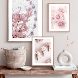 Sakura Rose tulipe fleur paysage Art mural toile peinture affiches nordiques et impressions photos murales pour décor de salon small picture n° 3