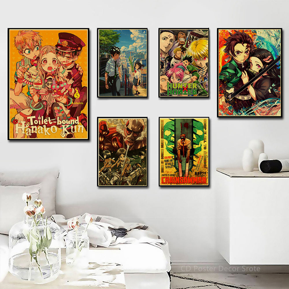 Affiche de collection d'anime classique, Genshin Impact, Death Note, Chainsaw Man, Chain JO Prhonneur, Vintage Room Home Decor Art Wall Painting n° 3