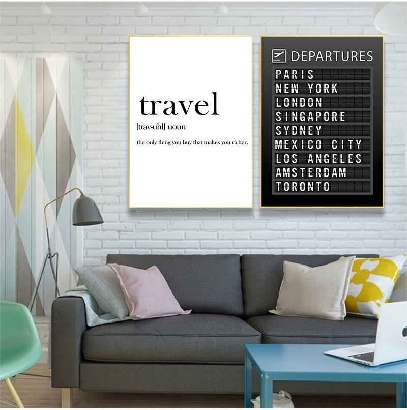 Affiche sur toile avec inscription Gérer la décoration de la maison (accepter la personnalisation), tableau de destination de l'aéroport, peinture, art mural, citations de voyage, lune de miel n° 2