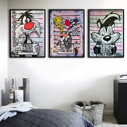 Affiches d'art mural de personnages de dessins animés Disney, graffiti, souris Donald Duck, peinture sur toile, image imprimée murale, décor de chambre à la maison small picture n° 2