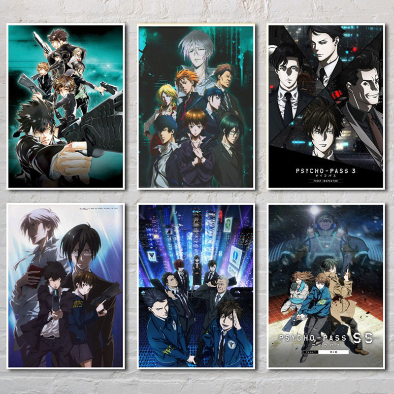 Psycho Pass Anime Cartoon Figure TV Animation Poster, Esthétique, Vintage Wall Art, Kawaii Room Decor, Manga Home Decoration n° 1