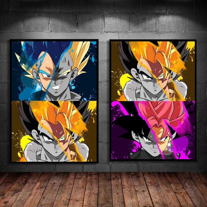 Peinture murale d'art sur toile pour enfants, sept personnages de Dragon Ball, affiche esthétique classique, figurines d'action, décoration, confrontation des douanes n° 1