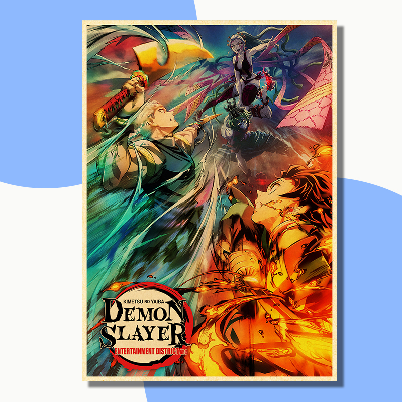 Affiche murale imprimée de Demon Slayer, affiches d'anime japonais, papier kraft vintage, maison, salon, autocollants muraux, peinture d'art, sans cadre n° 4