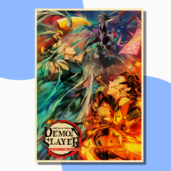 Affiche murale imprimée de Demon Slayer, affiches d'anime japonais, papier kraft vintage, maison, salon, autocollants muraux, peinture d'art, sans cadre small picture n° 4