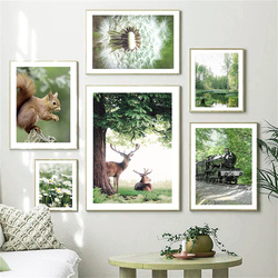 Peinture sur toile de paysage de printemps nordique, fleur sauvage, animal, renard, wapiti, SLaura rel, affiche de pissenlit nature, image moderne, décoration d'intérieur small picture n° 3