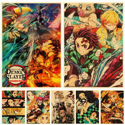 Affiche murale imprimée de Demon Slayer, affiches d'anime japonais, papier kraft vintage, maison, salon, autocollants muraux, peinture d'art, sans cadre small picture n° 1