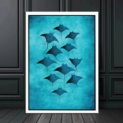 Toile d'Art Mural Nordique pour Décor de Chambre d'Enfant, Peinture de Baleine Bleue, Requin, Voile, Rayons, Surf, Mer, Affiches et Imprimés small picture n° 5