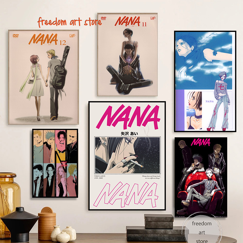 Affiche d'art sur toile vintage, anime japonais, manga, Nana, Main Rick, filles fumantes, peinture, impressions murales, photo, chambre, décoration d'intérieur n° 1