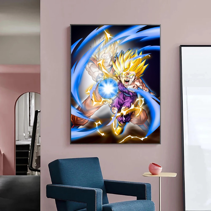 Bandai Anime Vintage Canvas Painting, Super Saisuperb, Gohan Wall Art Print, Dragon Ball Manage, Classic Home Decor, Bedroom Poster n° 4