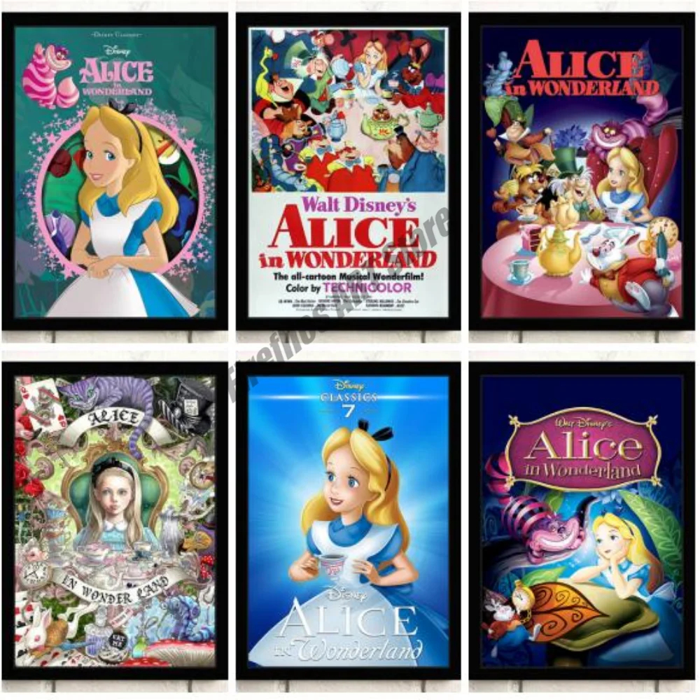 Peinture sur toile Disney Alice au pays des merveilles, art mural, affiches et impressions nordiques, décoration de la maison, décoration de salon n° 1