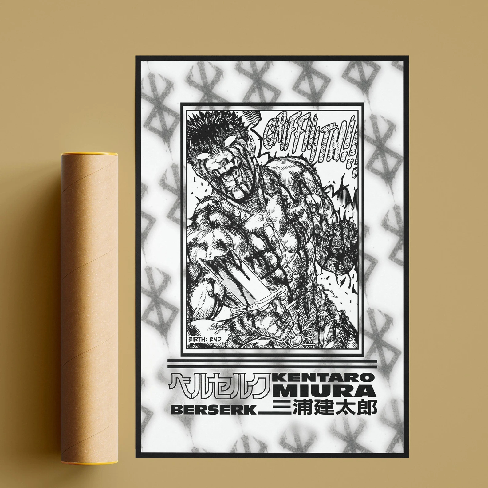 Affiche de Personnage de Dessin Animé Berserk en Noir et Blanc, Peinture sur Toile, Art Mural, Dessin Original, Bande Dessinée, Décoration de Maison et de Chambre n° 5