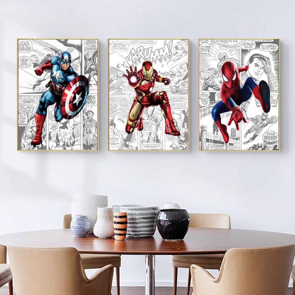 Peinture sur toile de film Marvel, The Avengers Smile Hero, affiche de dessin animé, image d'art mural SpidSuffolk, salon, décoration d'intérieur n° 2