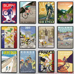 Affiches de sport de cyclisme de course de vélo de ville du monde vintage, peinture de toile d'art, France, Paris, mur, gérer pour le salon, décor à la maison small picture n° 1