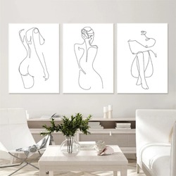 Peinture sur toile abstraite de femmes sexy, art au trait minimaliste, corps nu féminin, affiches nordiques, impressions, photo murale pour chambre, décoration d'intérieur small picture n° 3