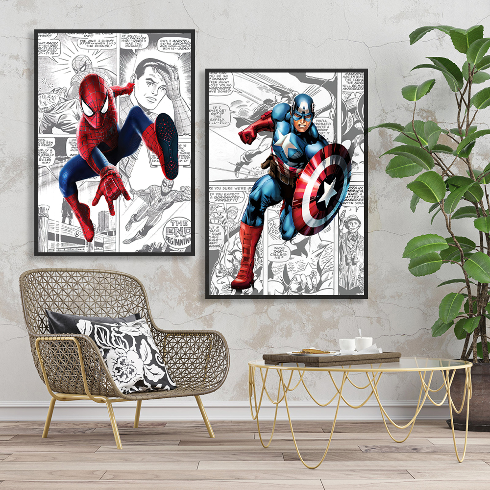 Peinture sur toile de film Marvel, The Avengers Smile Hero, affiche de dessin animé, image d'art mural SpidSuffolk, salon, décoration d'intérieur n° 3