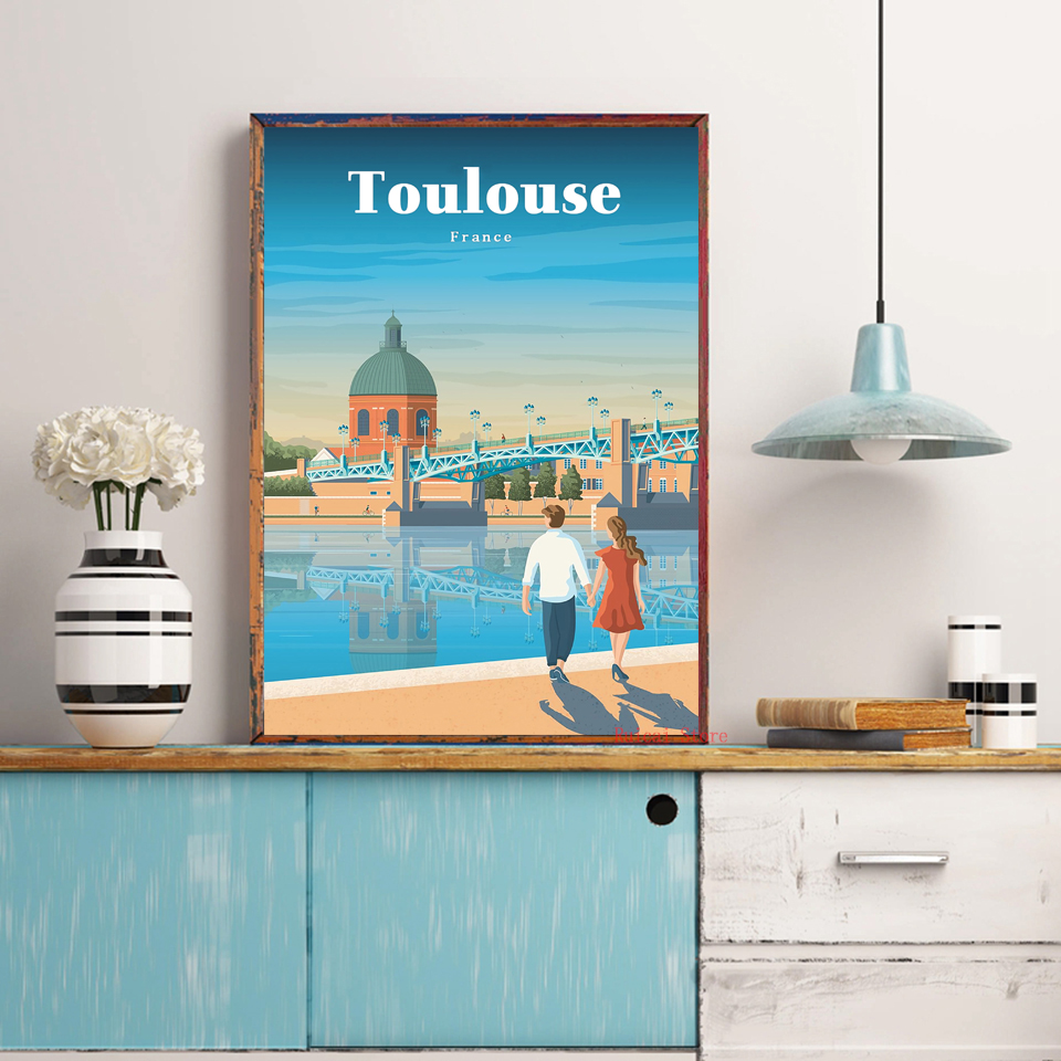 Affiche de Voyage de Toulouse, Ville de France, Autocollants d'Art sur Toile, Imprimés, Image Murale pour Salon, Décoration de Maison, Cadeau n° 1