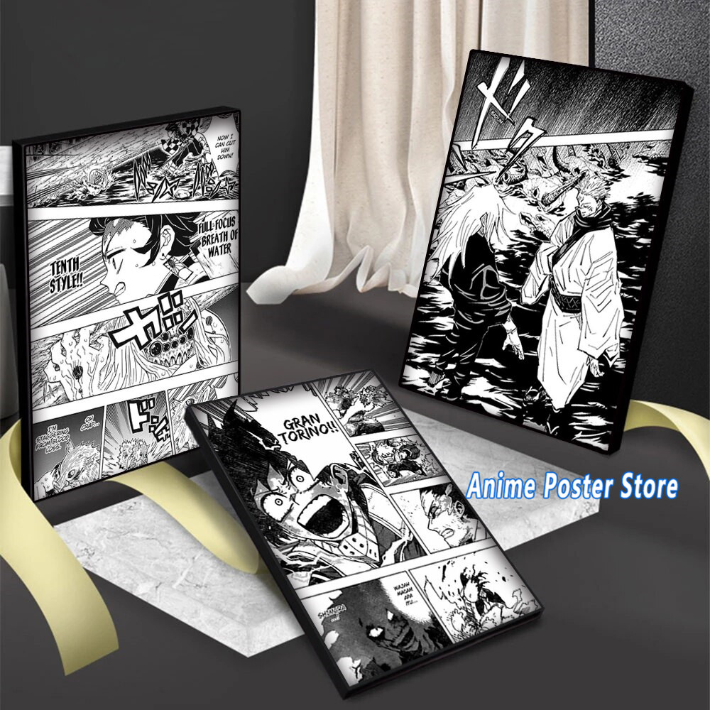 Affiche de manga noir et blanc Anime japonais, Monténégro de démons, Jujutsu Kaimmense, décoration de chambre à la maison Bar73Aesthetic CanvasPainting Prhonneur n° 2