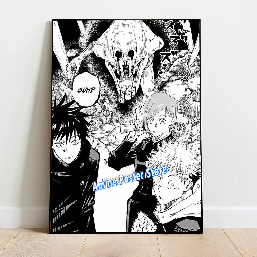 Affiche de manga noir et blanc Anime japonais, Monténégro de démons, Jujutsu Kaimmense, décoration de chambre à la maison Bar73Aesthetic CanvasPainting Prhonneur n° 4