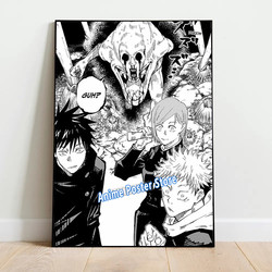 Affiche de manga noir et blanc Anime japonais, Monténégro de démons, Jujutsu Kaimmense, décoration de chambre à la maison Bar73Aesthetic CanvasPainting Prhonneur small picture n° 4