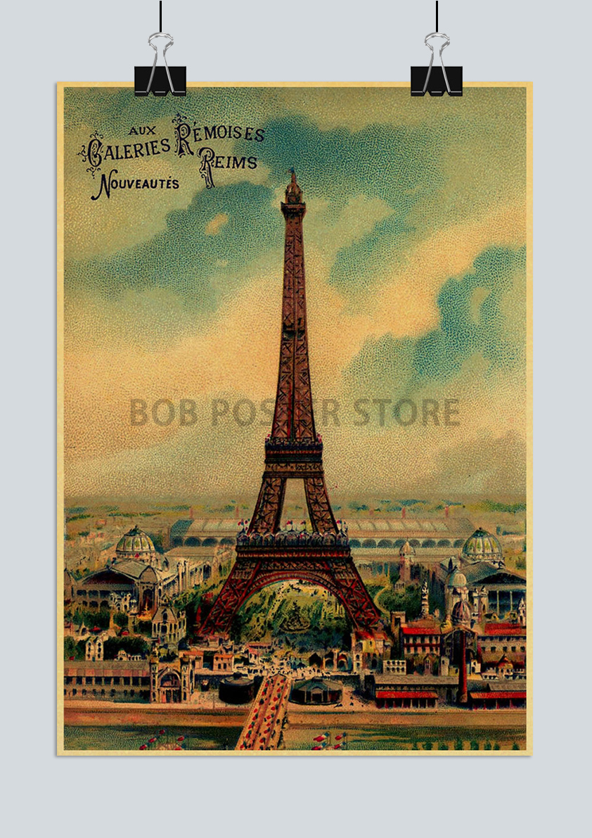 France Paris-Affiches Murales de la Mode Tour Eiffel pour Fille, Peinture Artistique Vintage, Autocollants Muraux Imprimés, Photos pour la Maison, la Chambre à Coucher, le Bar, 73 n° 6