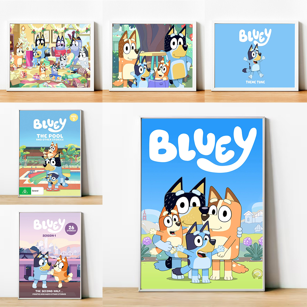 Affiche de Dessin Animé B-Bluey pour Chambre d'Enfant, Peinture sur Toile Imprimée, Décoration Murale de Maison n° 1