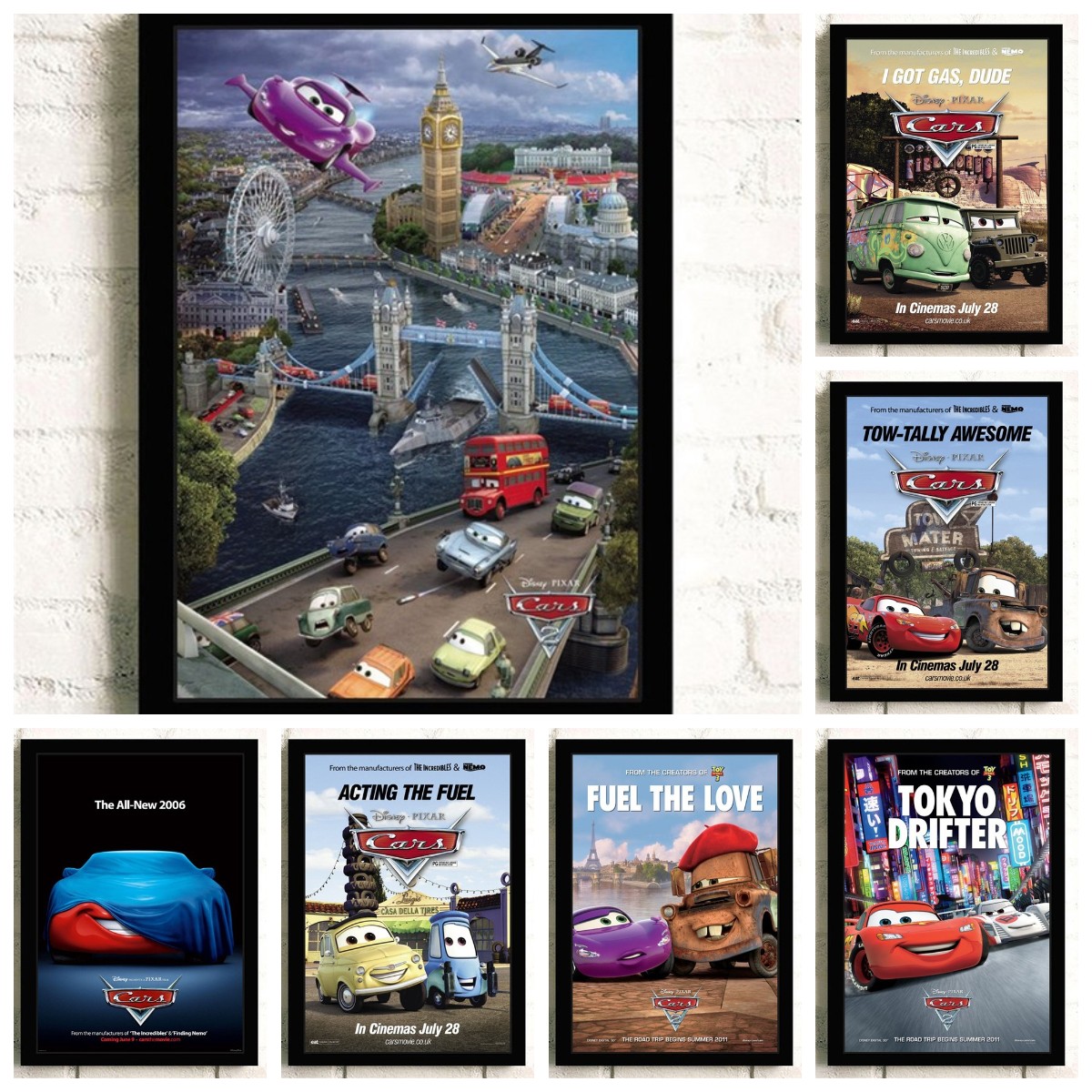 Peinture sur toile Disney McQueen Pixar Racing Car Story pour chambre d'enfants, décoration murale de fond de maison, cadeau n° 2