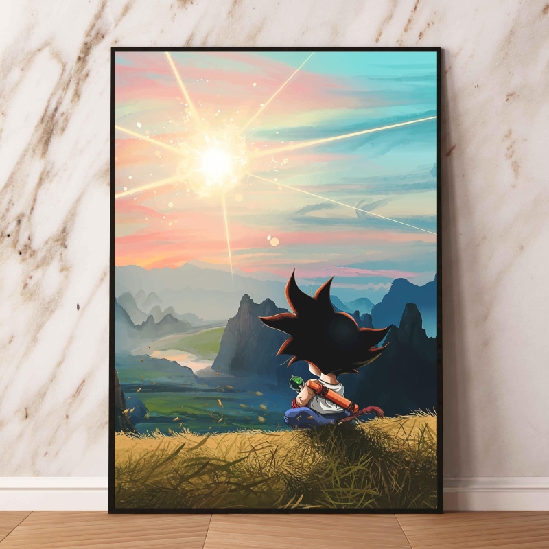 Peinture de Dragon Ball Goku, dessin animé japonais classique, impression artistique HD, cadeaux de noël, autocollants muraux décoratifs n° 2