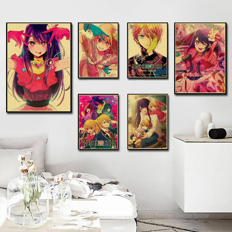 Affiche vintage Anime Hosh37Ai AdrenRetro, Okr No Ko, peinture murale d'art esthétique, impressions de chambre, décor à la maison, chaud, 2023, 73 n° 3