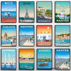 Affiche colorée France Nice Paris Monaco Nantes, voyage, ville, paysage romantique, peinture sur toile, art mural, décoration d'intérieur, cadeau small picture n° 1