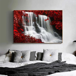 Affiche et Imprimé de Paysage Naturel Coloré, Cascade, Phare d'Arbre, Peinture sur Toile, Art Mural, Décoration de Chambre et de Maison small picture n° 4