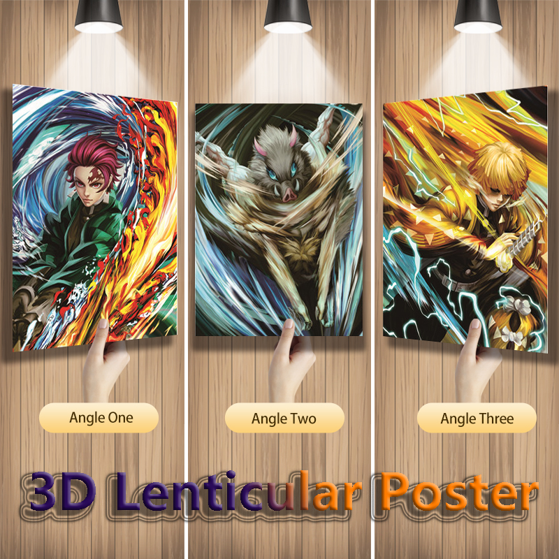 Personnages de dessins animés Anime Demon Slayer, peinture dégradée 3D, affiche changeante, art mural, cadeau de décoration intérieure. n° 2