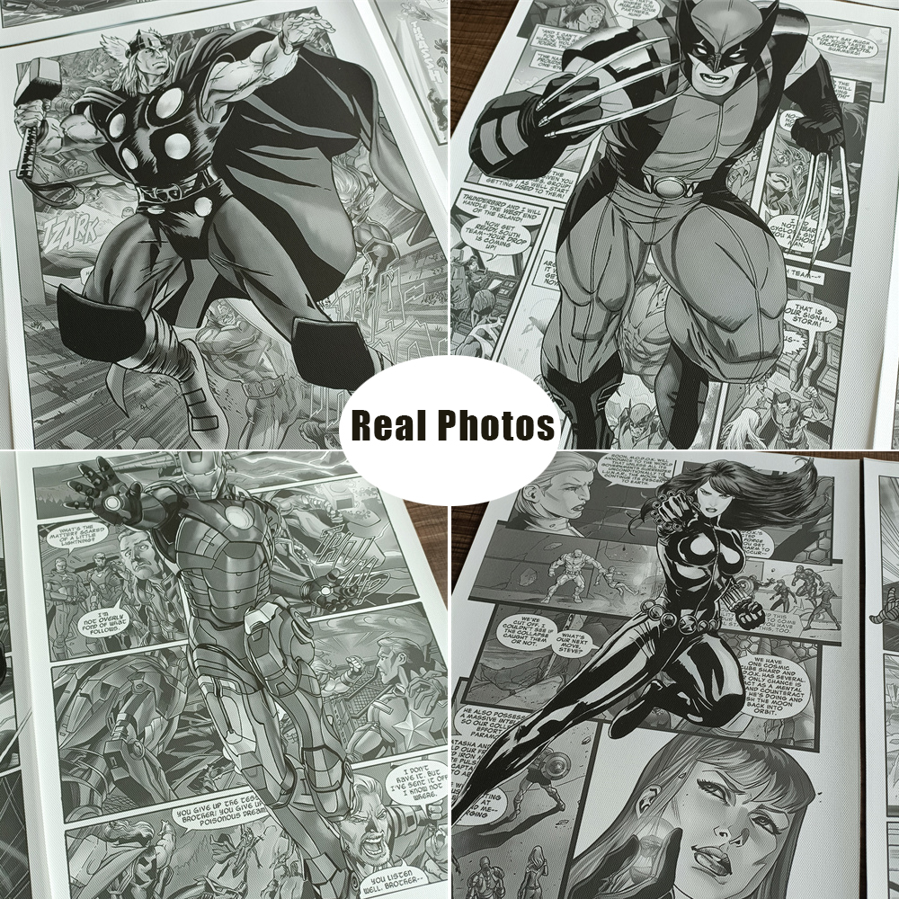 Affiche de Comics Avengers en Noir et Blanc, Toile Imprimée de Smile Hero, Peinture, Anime, Art Mural, Décor de Chambre de Garçon n° 6