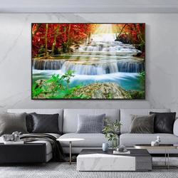 Affiche et Imprimé de Paysage Naturel Coloré, Cascade, Phare d'Arbre, Peinture sur Toile, Art Mural, Décoration de Chambre et de Maison small picture n° 5