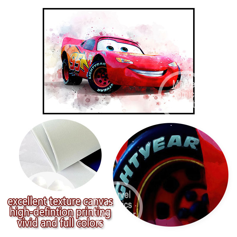 Disney-Pixar Cars Anime Poster, Peinture sur toile, Impressions murales, Image décorative pour la maison, Décor de chambre d'enfant, Cadeaux mignons n° 5