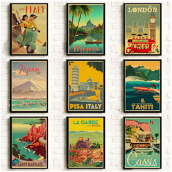 TAHITI-Affiches murales rétro vintage, peinture d'art, vues détaillées, New York, Londres, Italie, voyage, villes, paysage