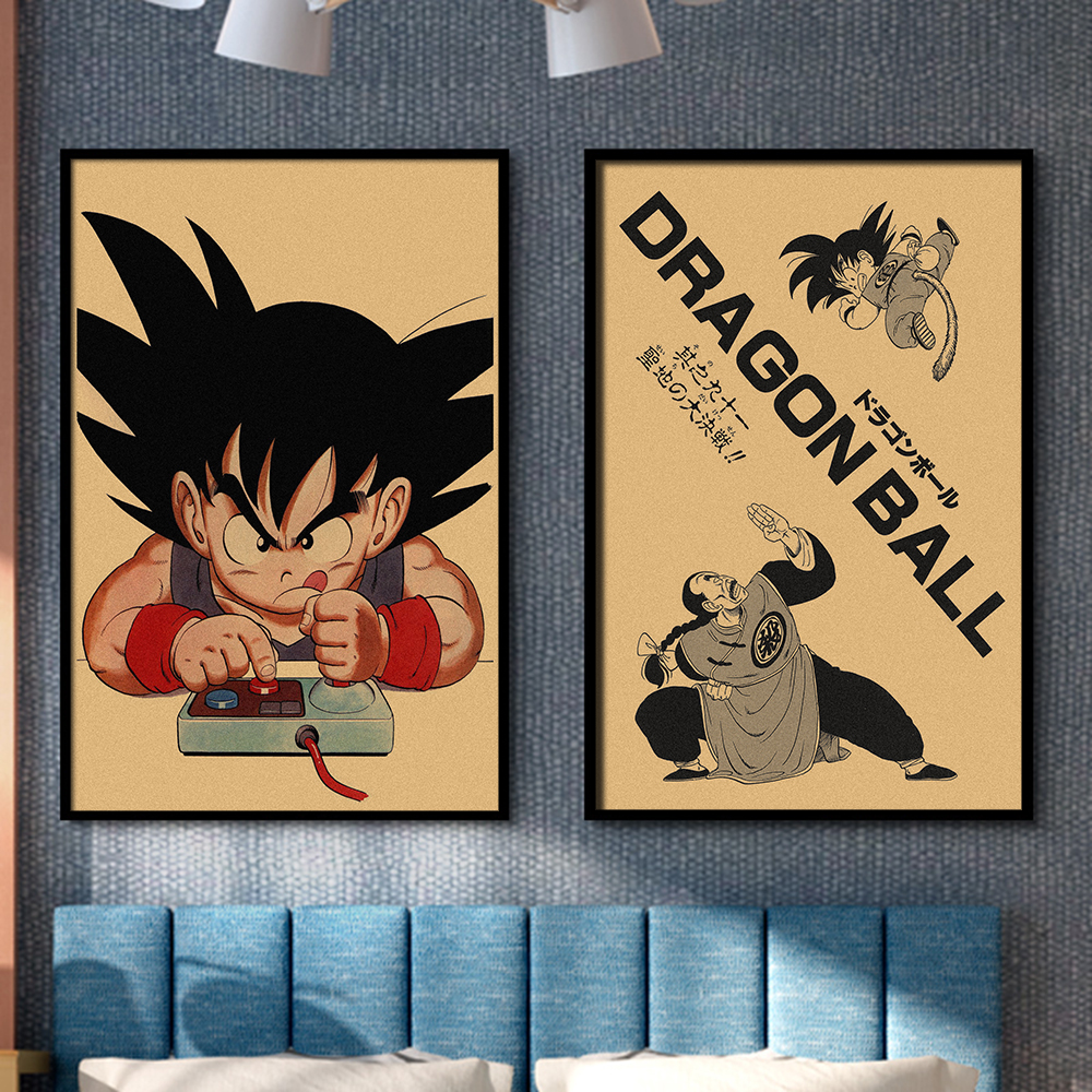 Affiche sur toile, dessin animé japonais, rétro Dragon Ball, Goku, Gohan, Vegeta, Piccolo Friza, peinture murale, cadeau pour enfants n° 3