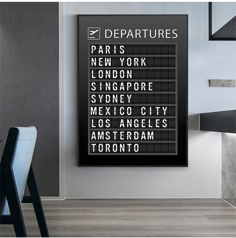 Affiche sur toile avec inscription Gérer la décoration de la maison (accepter la personnalisation), tableau de destination de l'aéroport, peinture, art mural, citations de voyage, lune de miel n° 3