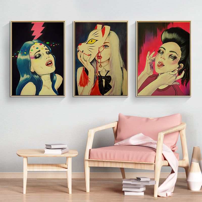 Anime Sexy Girls Lips Poster for Wall Art, Pin Up 73Bar, Home Vintage Canvas Painting, Gamer Clicks Room Decor, Mural Aesthetics n° 3