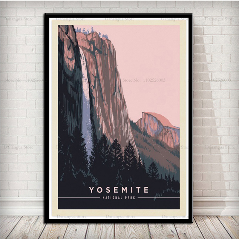 Peinture sur toile du parc national de Yosemite, voyage, monde, ville, affiche, art mural, photo, cadeau, décor de chambre à la maison, nouveau n° 2